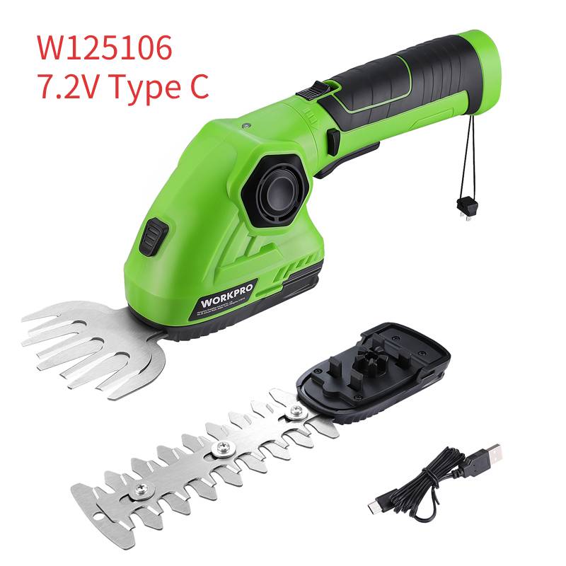 WORKPRO 2 In 1 Cordless Hedge Trimmer Grass Shear Electric Shrubbery Cutter Portable Cutter Trimmer Rechargeable Garden Tool