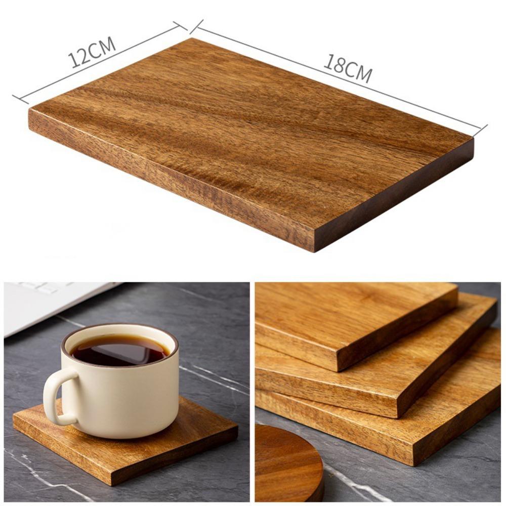 Non-Slip Acacia Wood Cup Coaster Versatile Table Protector Mat Unfinished Wood Coasters Home Decor