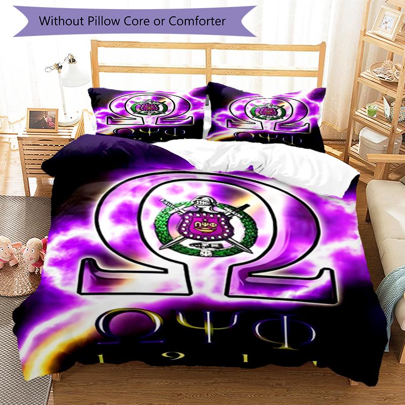 3pcs Omega Psi Phi logo6 pattern bedding set duvet cover set includes duvet cover &pillowcases, perfect all season bedroom decoration & gift