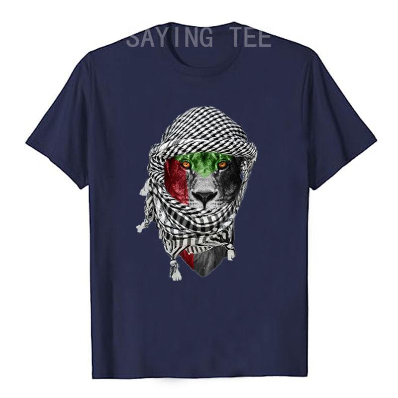 Palestinian Lion T-Shirt Humor Funny Palestine Flag Print Graphic Tee Tops Short Sleeve Blouses Novelty Gift Peace Lover Clothes