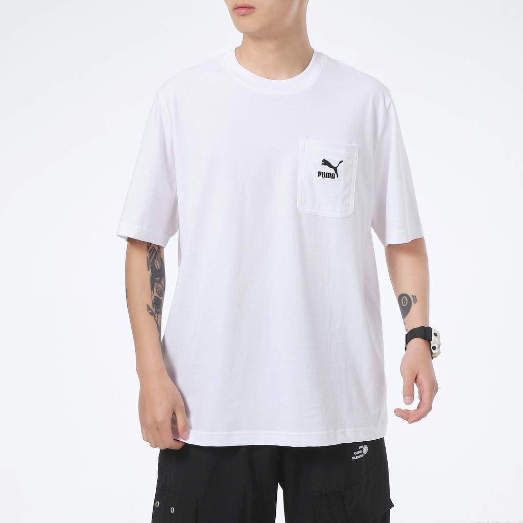 Puma Classics Loose Sport Printed Round Neck Breathable Short Sleeve T-Shirt Men Tops White 532636-02