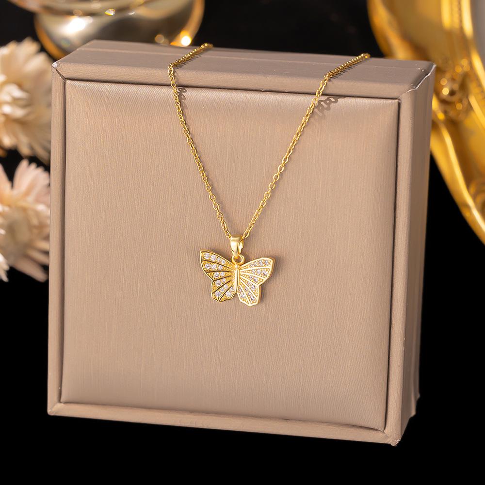 Шикарное не тускнеющее колье из титановой стали для женщин с уникальным дизайном и сверкающей медной подвеской