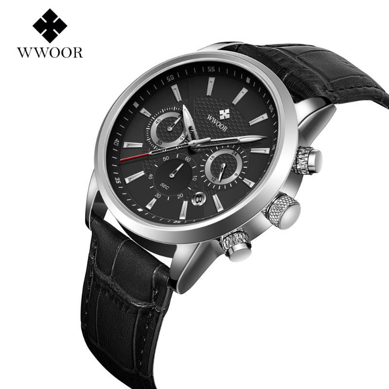 WWOOR часы с кожаным ремешком, мужские ретро светящиеся кварцевые часы, деловые повседневные модные мужские часы, модные часы