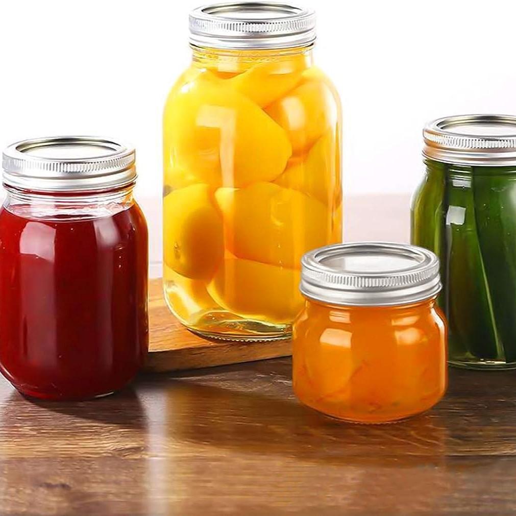 48 шт. обычные крышки и кольца для консервирования рта, крышки для каменных банок, многоразовые герметичные разъемные серебряные крышки с силиконовыми уплотнительными кольцами