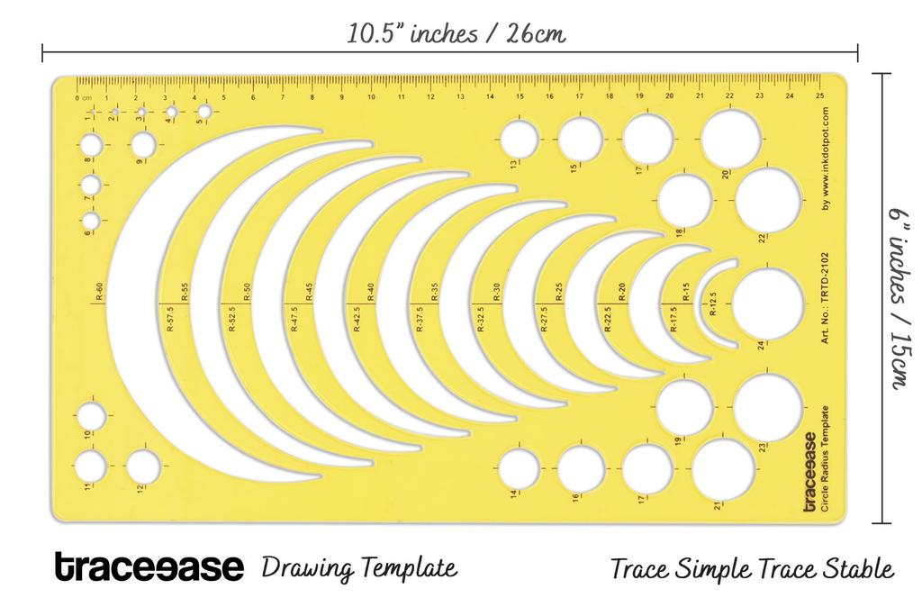 Traceease Геометрический чертежный круг, шаблон радиуса, трафарет для рисования, шаблон для проектирования, измерительная линейка