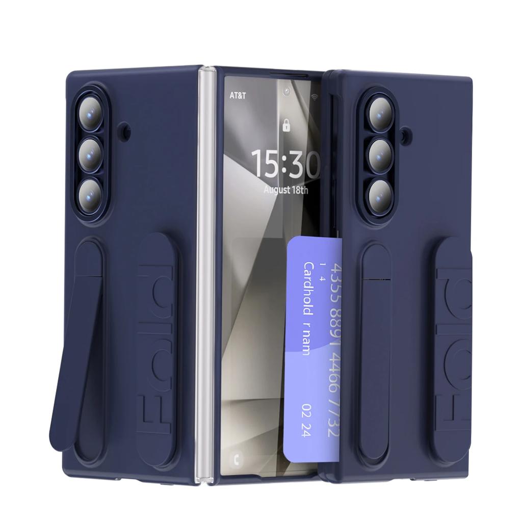 Вертикальный чехол-книжка с кармашком для карты и подставкой для Samsung Z Fold7 5G, Невидимая подставка, Наручный держатель для Galaxy Z Fold 7 6 5 4, Чехол