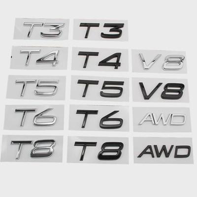 Автомобиль T3 T4 T5 T6 T8 V8 AWD Word Chrome Letter Логотип Значок Эмблема Наклейка Для Vol/vo S60 V70 V40 C30 XC60 S80 XC40 V60 XC70