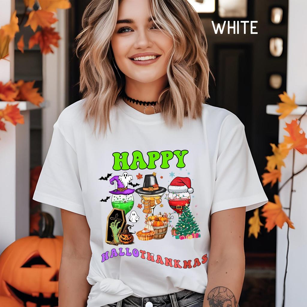 Happy HalloThankMas T-Shirt, Funny Holiday Tee