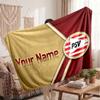 PSV Eindhoven FC Personalized Fleece Blanket With Football Logo, Custom Name Text Soft Warm Home Throw Blanket