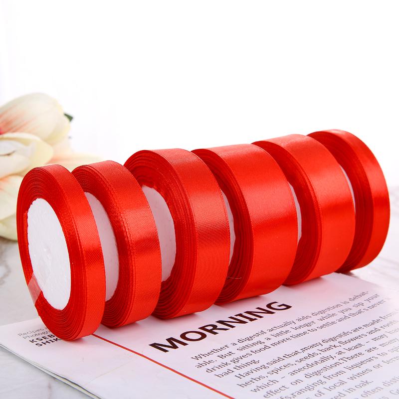 Красные бантики из ленты 0,3-8 см для украшения свадебных коробочек для конфет и подарочной упаковки