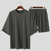 2PCS Summer Sets Oversized Men Short Sleeve Tops Shorts Casual Baggy Homewear Sleepwear