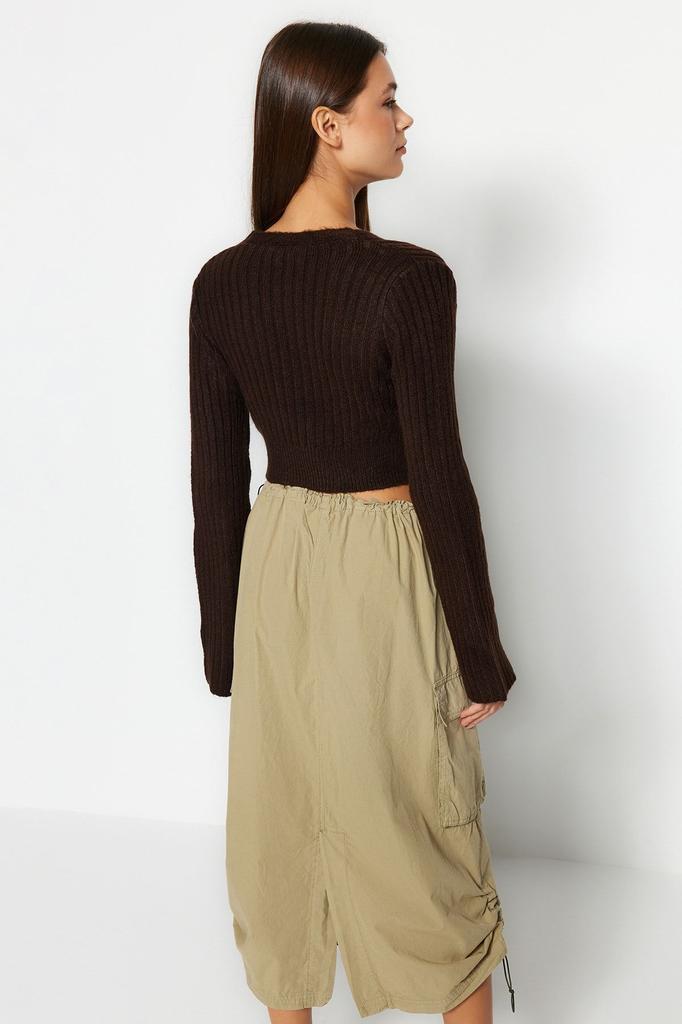 Women's Elegance Style Sweater Stone Crop Soft Textured Double Breasted Knitwear Sweater