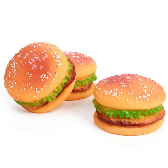 Игрушка для жевания собак, высокоэластичная, издающая звук, мини-игрушка-гамбургер, виниловая пищащая игрушка для домашних животных для дома