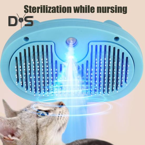 Паровая щетка для кошек 3-в-1, спрей для удаления шерсти домашних животных, расческа с кнопкой фиксатора и резервуаром, USB-перезаряжаемая щетка для ухода за длинной короткой шерстью кошек и собак