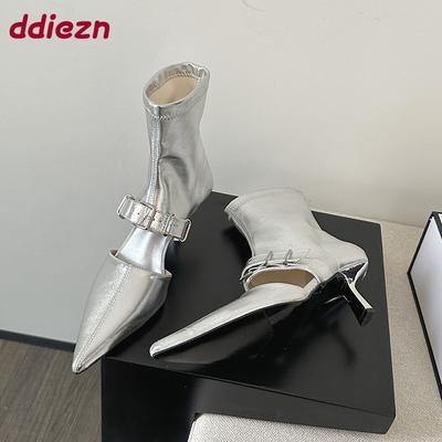 Мода Мода Обувь с острым носком Каблуки Сандалии Ботильоны Обувь для женщин Современная Вечеринка Женские Эластичные Ботильоны Обувь Женские Туфли-лодочки