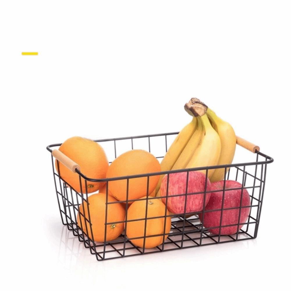 Rectangle Iron Wired Basket White Black Sundries Container  For Bathroom Kitchen