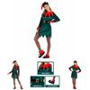 Women's Festive Xmas Elf Outfit Velvet Cosplay Costume With Bells