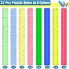 12 Inch Plastic Rulers, 32 PCS Transparent Assorted Color Metric Bulk Rulers with Inches Centimeters Millimeter. Measuring Drawing Tool for Kids,