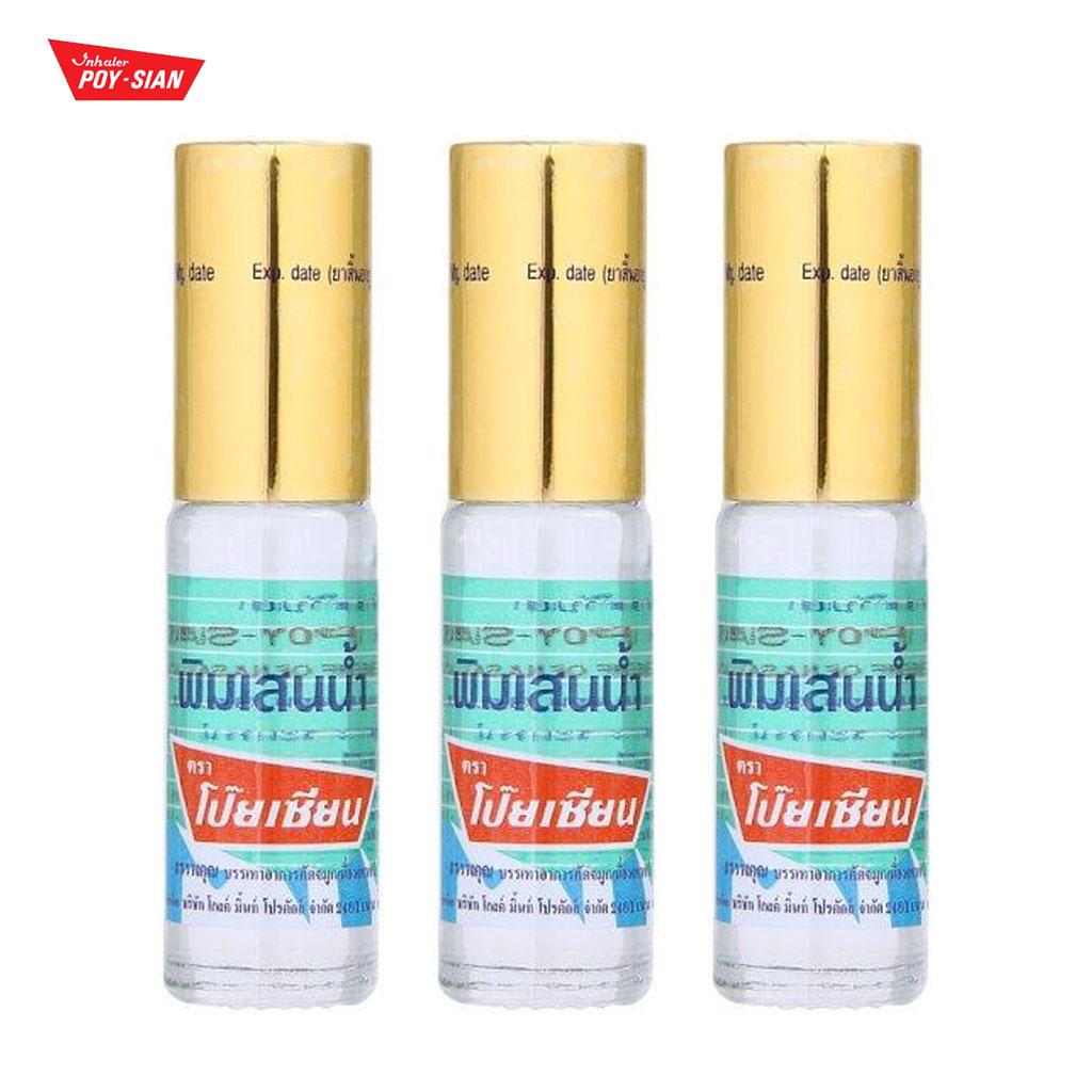 POY SIAN Pim-Saen Balm Oil Roll-On Thai Vicks Eucalyptus Oil Menthol 5 Ml 1 Pc / 3 Pcs - Thai