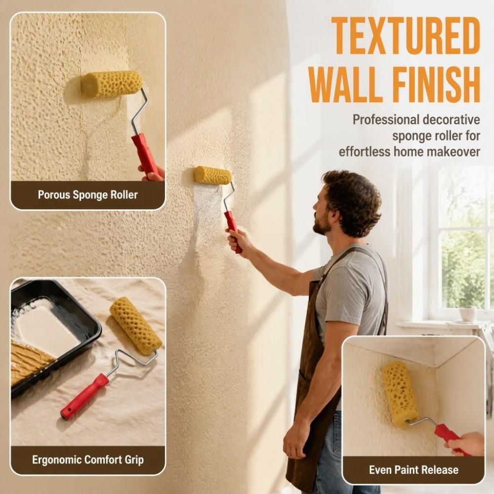 With Handle Texture Pattern Paint Roller Pattern Tool Liquid Wallpaper Paint Tool DIY