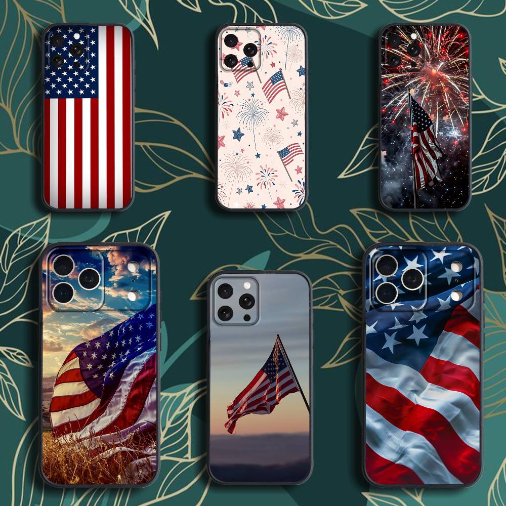 America U-USA F-Flag Phone Case For iPhone 17,16,15,14,13,12,Pro,Max,Plus,E,SE4,Air,Mini Black Soft Box