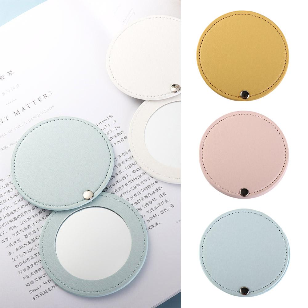 PU Leather Women Girls Cosmetic Mirror Makeup Mirror Compact Pocket Mirror Travel Accessories