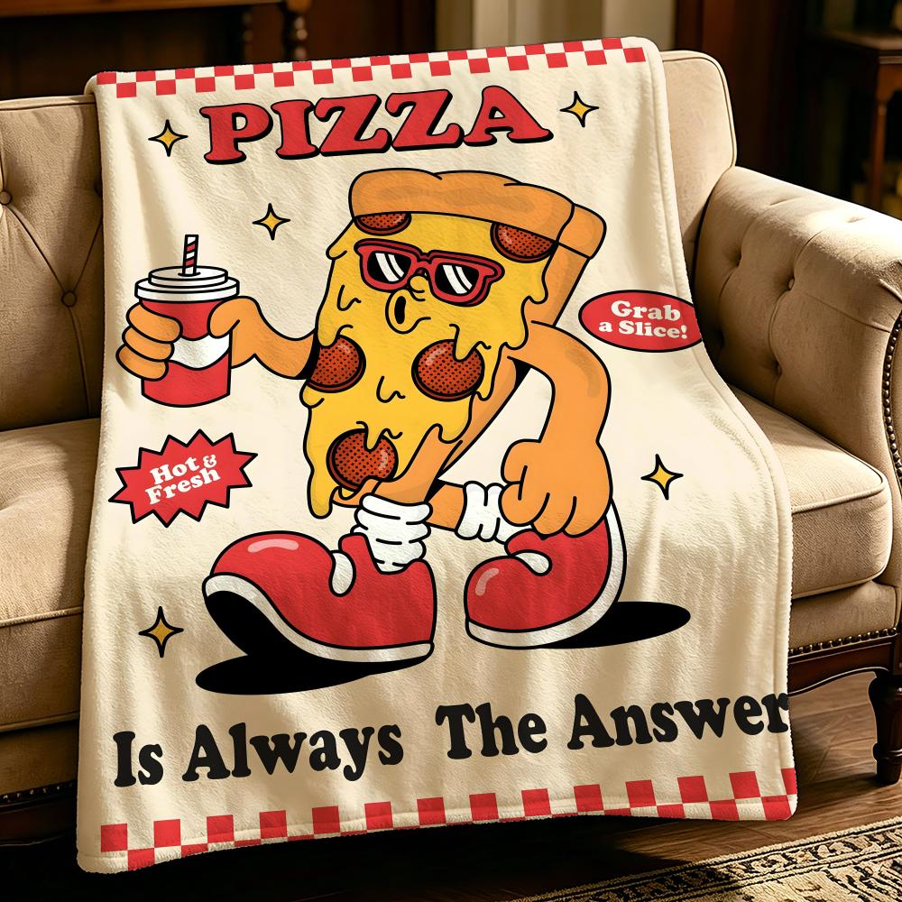 Еда P-Pizza Hut-t Бросок Толстый Комфорт Фланелевое Одеяло, Многоцелевое Использование В Помещении На Улице Ежедневный Сон