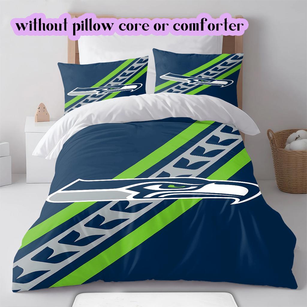 football Logo Pattern Bedding Quilt Set Quilt Cover Pillowcase Home Decoration Birthday Gift (1*duvet cover+ 2*pillowcase, without core)