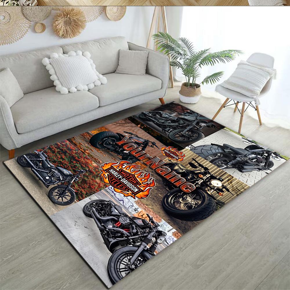 Harley-davidson Motorcycles Customizable Name Carpet Perfect for Decorate room Entryway Bedrooms Dining Room Anti-slip Rug Office home decor