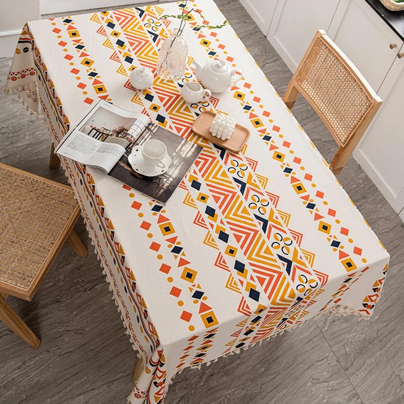 Богемная водостойкая скатерть для прямоугольного стола, хлопковое льняное покрытие для стола для кухни, обеденная столешница, декор, скатерть, накидка