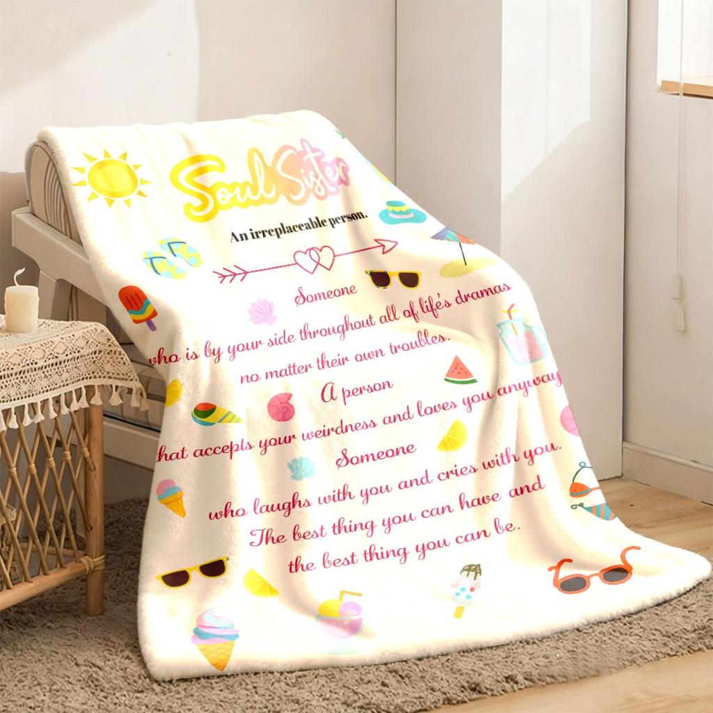 2026 New Arrivals Soul Sister Throw Blanket Contemporary Style Machine Washable All-Season Polyester Blanket Multipurpose for Home
