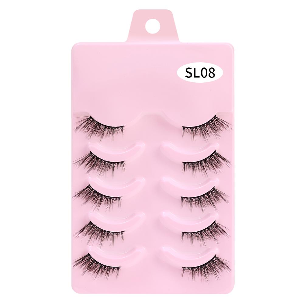 Половинные ресницы, 5 пар натуральных пушистых накладных ресниц, манга, 3D искусственные норковые ресницы, мягкие крылатые ресницы, инструмент для наращивания ресниц