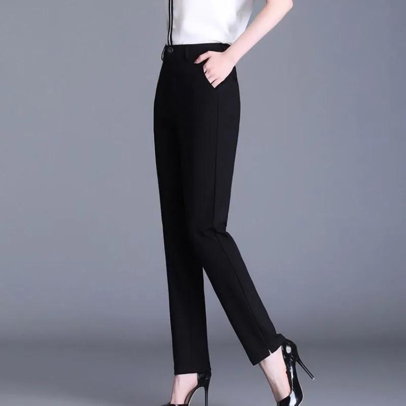 Весенне-осенний женский однотонный облегающий костюм с высокой талией, брюки-гарем большого размера на пуговицах, модные повседневные офисные брюки, подходящие ко всему