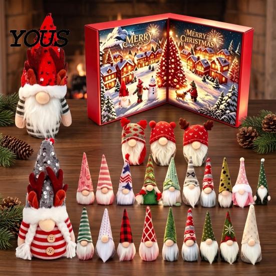 Christmas Countdown Gift for Kids 2026 Gnome Advent Calendar, 24 Day Box Set with Faceless Indoor Decoration Plush Dolls, Xmas Ornaments Tree Hanging