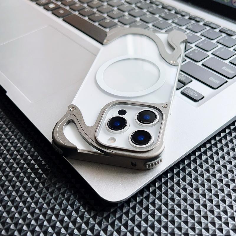 Алюминиевый сплав безрамочный для Magsafe прозрачный чехол для телефона iPhone 16 Pro 15 Pro Max магнитный ударопрочный жесткий ПК прозрачная задняя крышка