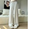 Coffee Glutinous Rice Pants for Women In Autumn and Winter New High-waist Drooping Wide-leg Pants Lazy Knitted Casual Pants
