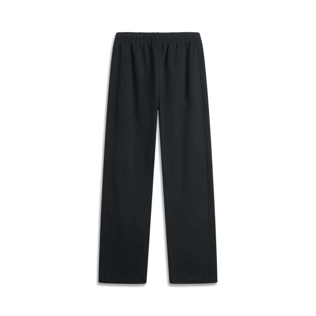 Li Ning Sports Lifestyle Series Solid Color Mid Waist Comfortable Breathable Straight Leg Casual Pants Men Bottoms Black AKLU615-1