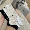 Women's Polka Dot Rolled-up Socks, Women's Mid-calf Socks, Summer Thin Perforated Mesh Breathable Pile Socks for Women