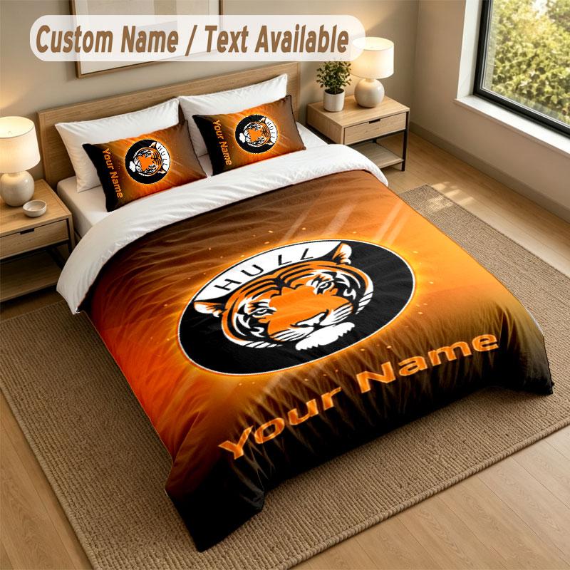 Bedding Set 1 Duvet Cover 2 Pillowcases Hull City Print Soft Bed Linen Bedroom Decor