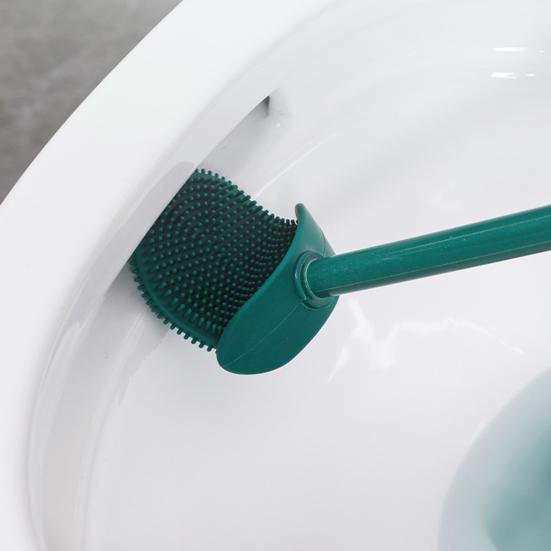 Силиконовый набор туалетных щеток с L-образной головкой, настенный держатель, длинная нескользящая ручка, дизайн без мертвых углов, средство для чистки ванной комнаты