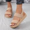 Women's Solid Color Flat Sandals, Casual Open Toe Summer Shoes, Lightweight Ankle Strap Sandals