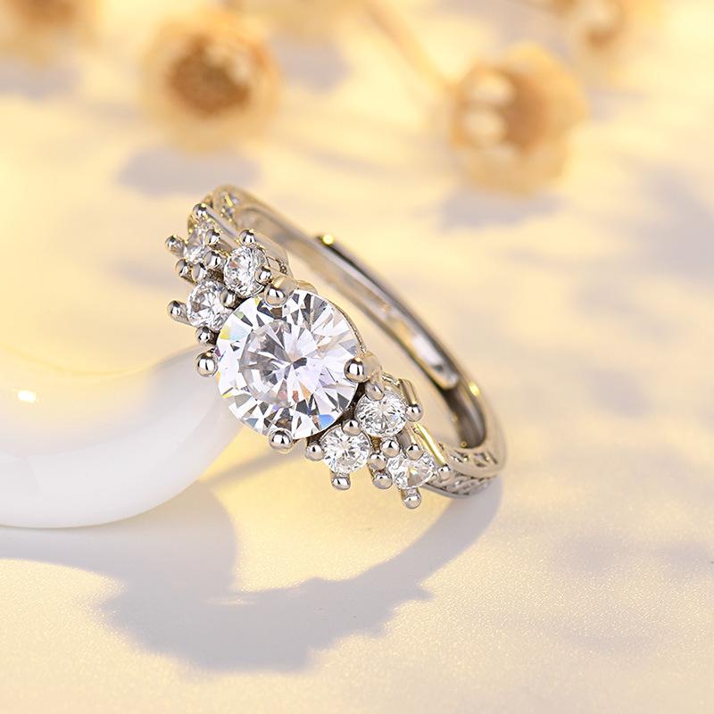 Lindon Classic Copper Alloy Zircon Ring Ladies Jewelry Wedding Promise Party Gift