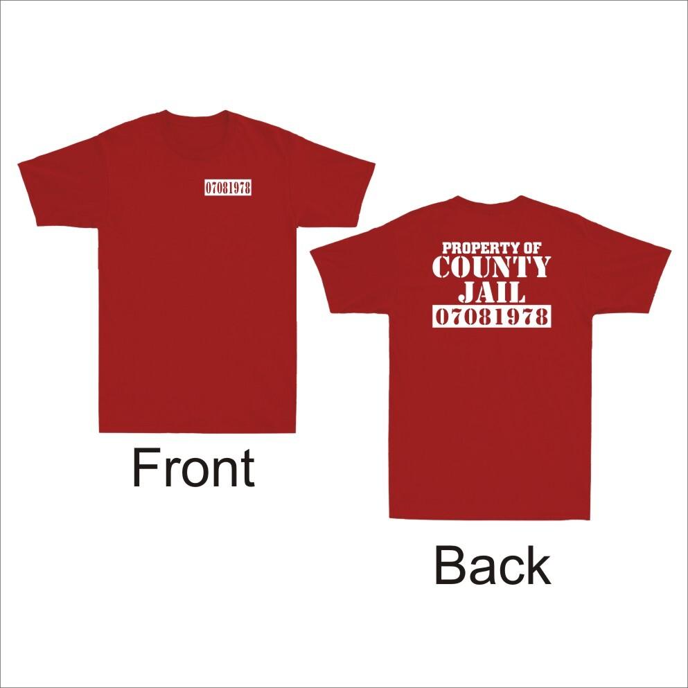 Property Of The County Jail Prison Funny Orange Front Back Print Unisexs Tshirt