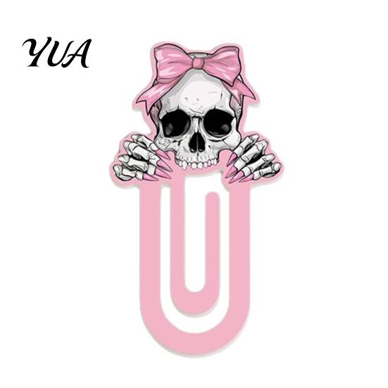 Cartoon Book Clips for Students Halloween Cute Acrylic Bookmark, Durable Page Marker, Colorful Holders Elastic Clip Design Stationery School