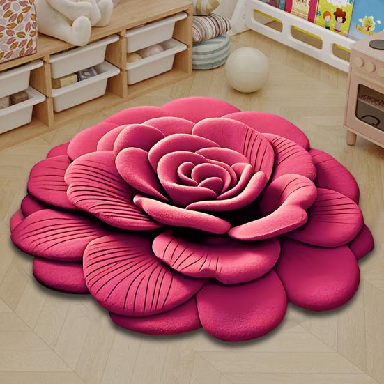 Peony Flower Carpet 3D Visual Flower Non-slip Bottom Floor Mat Absorbent Bathroom Mat