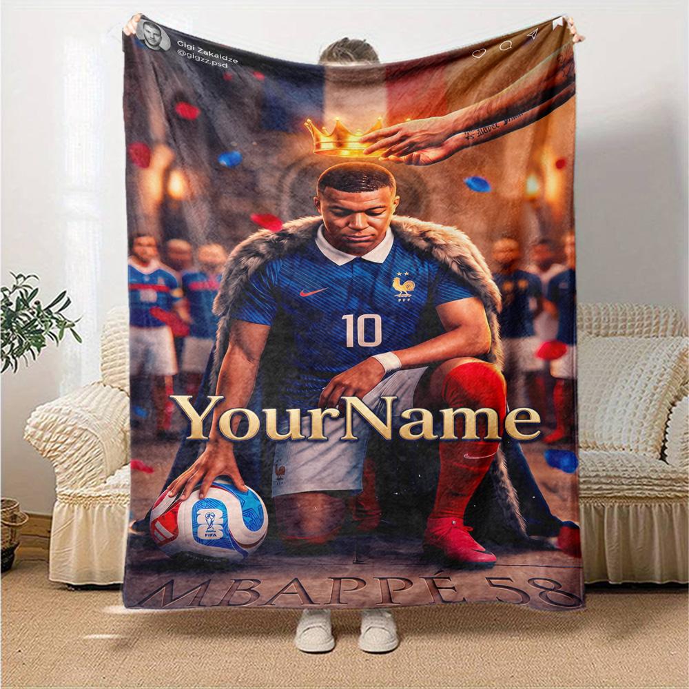 Mbappe Customize Text Blanket Gift Personalized Blanket Warmthful Decor for Picnics Bed Office Sofa Four Seasons Universal