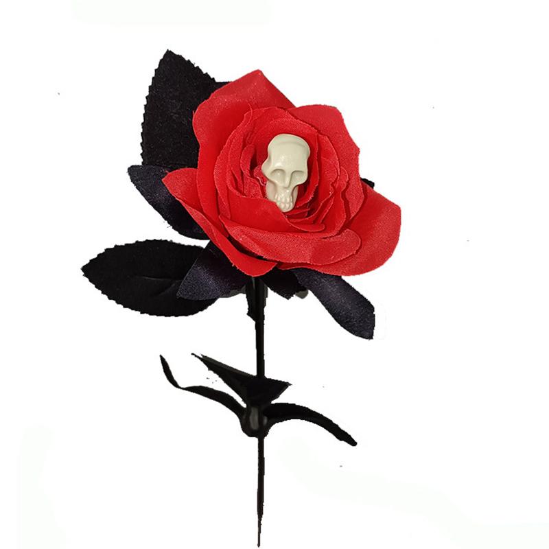 1 шт., товары для Хэллоуина, искусственный цветок с черепом, черный искусственный цветок, цветок ужаса, роза