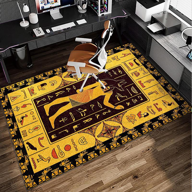 Ancient Egyptian Hieroglyphics Office Rug Chair Mat, Entryway Carpet, Suitable for Front Door, Bedroom, Living Room, Desk, Holiday Gift