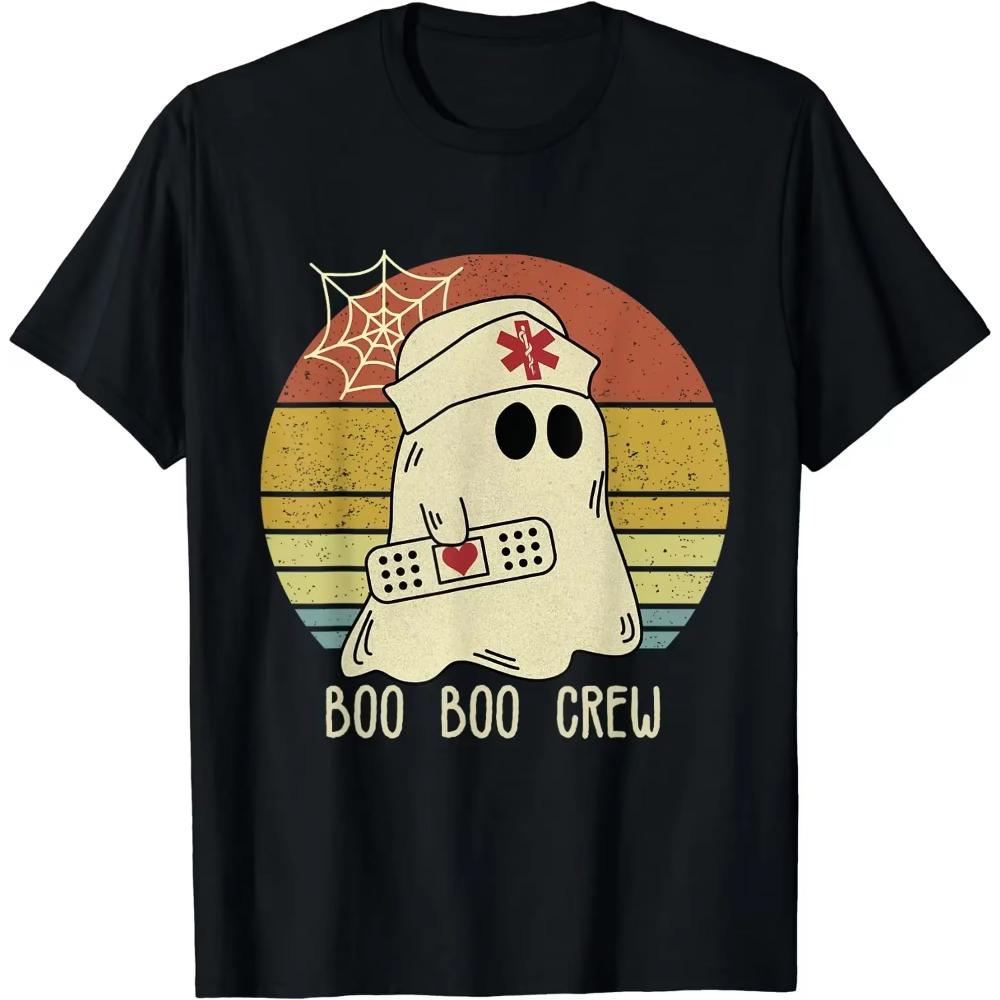 Футболки для медсестер Boo Boo Crew Хэллоуинские футболки для медсестер для женщин Футболка с коротким рукавом Повседневные футболки для всех сезонов для мужчин