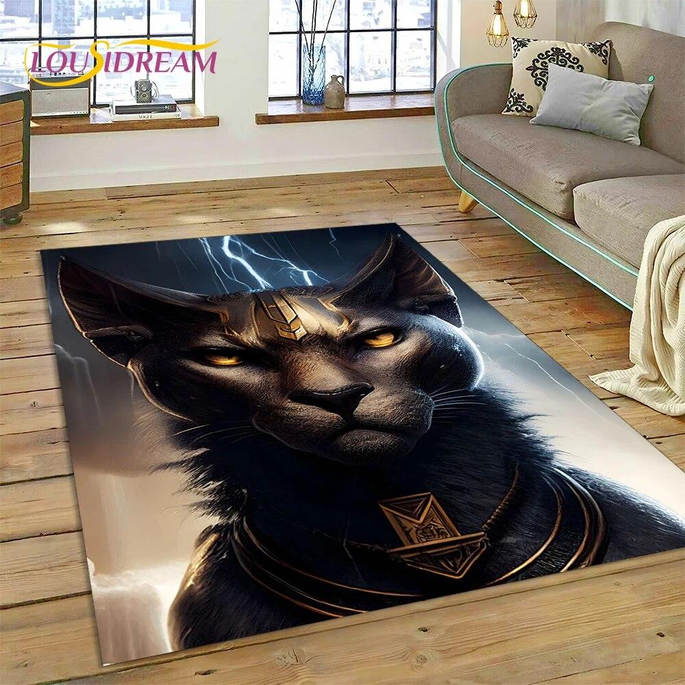 3D Anubis Pharaoh Horus Egyptian Mythology Gods Carpet Rug for Home Living Room Bedroom Sofa Doormat Decor,Area Rug Non-slip Mat